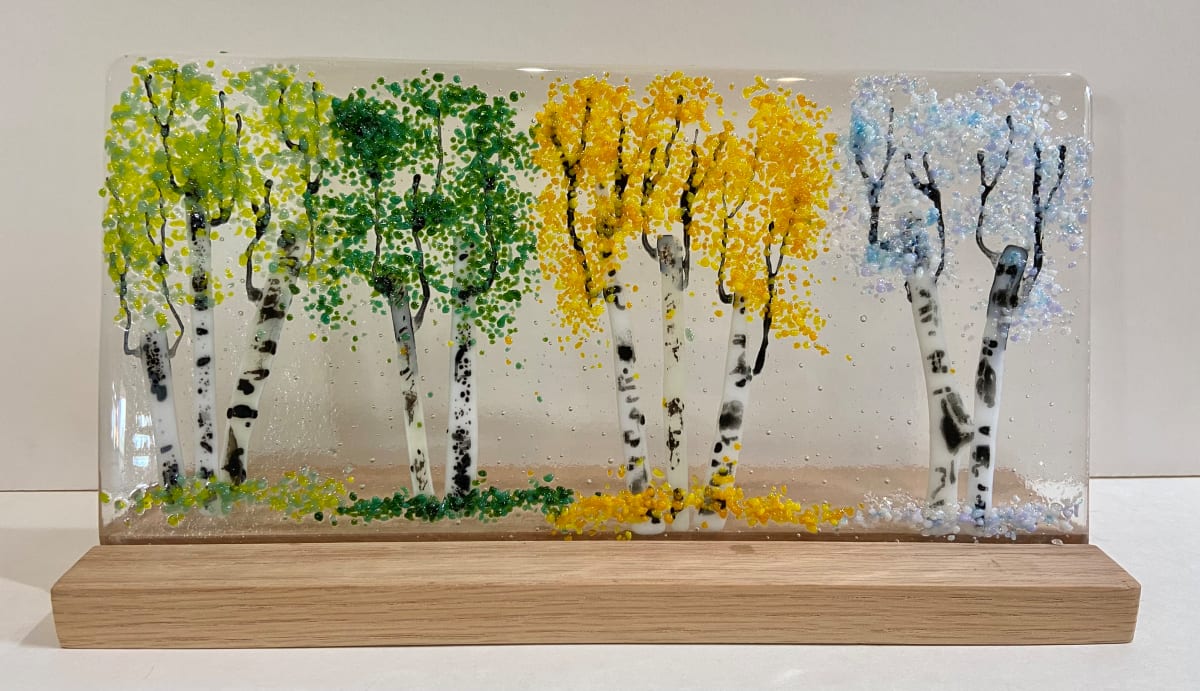 4 Seasons - Aspen  Image: The Aspen/Birch four seasons.  Made with frit and cut pieces of glass.