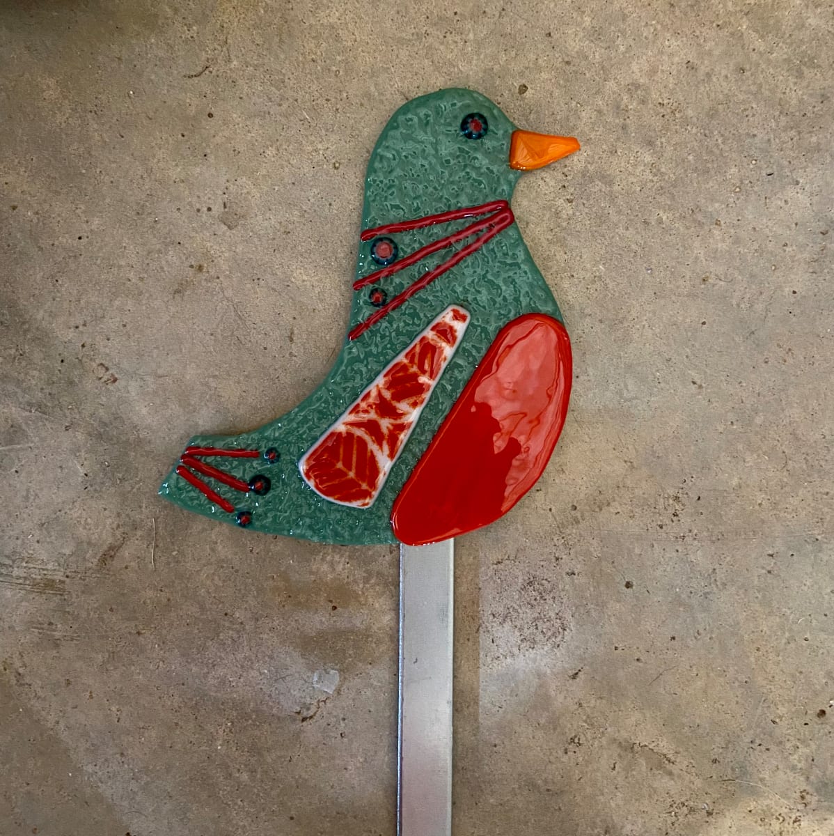 Garden Stake - Green Bird 