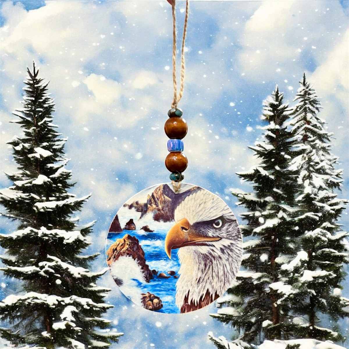 The Pacific Watchman Wooden Ornament by Donna Richardson 