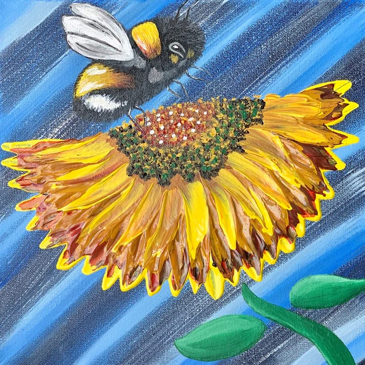 Bee-Utiful Sunflower by Donna Richardson, Image 1.