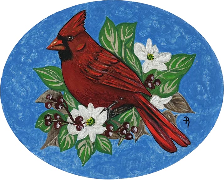 Blue Canopy Cardinal by Donna Richardson, Image 1.