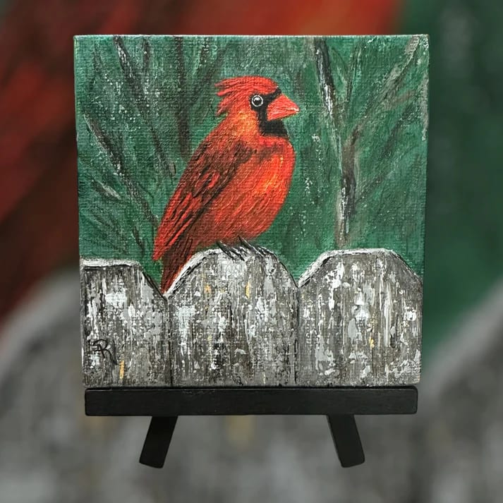 Cardinal on the Fence by Donna Richardson 