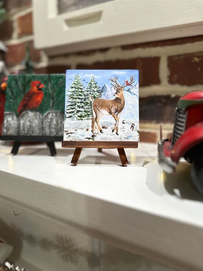 Deer and Cardinal by Donna Richardson 