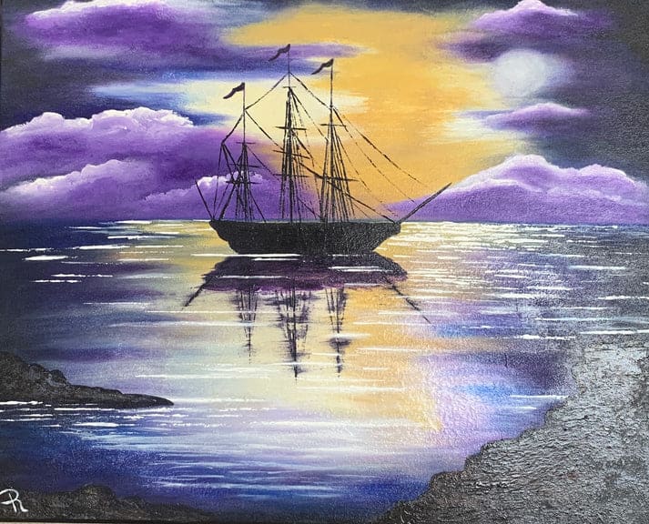 Sailboat in Moonlight by Donna Richardson 
