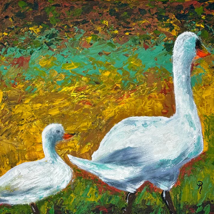 Waddle With Me White Geese by Donna Richardson 