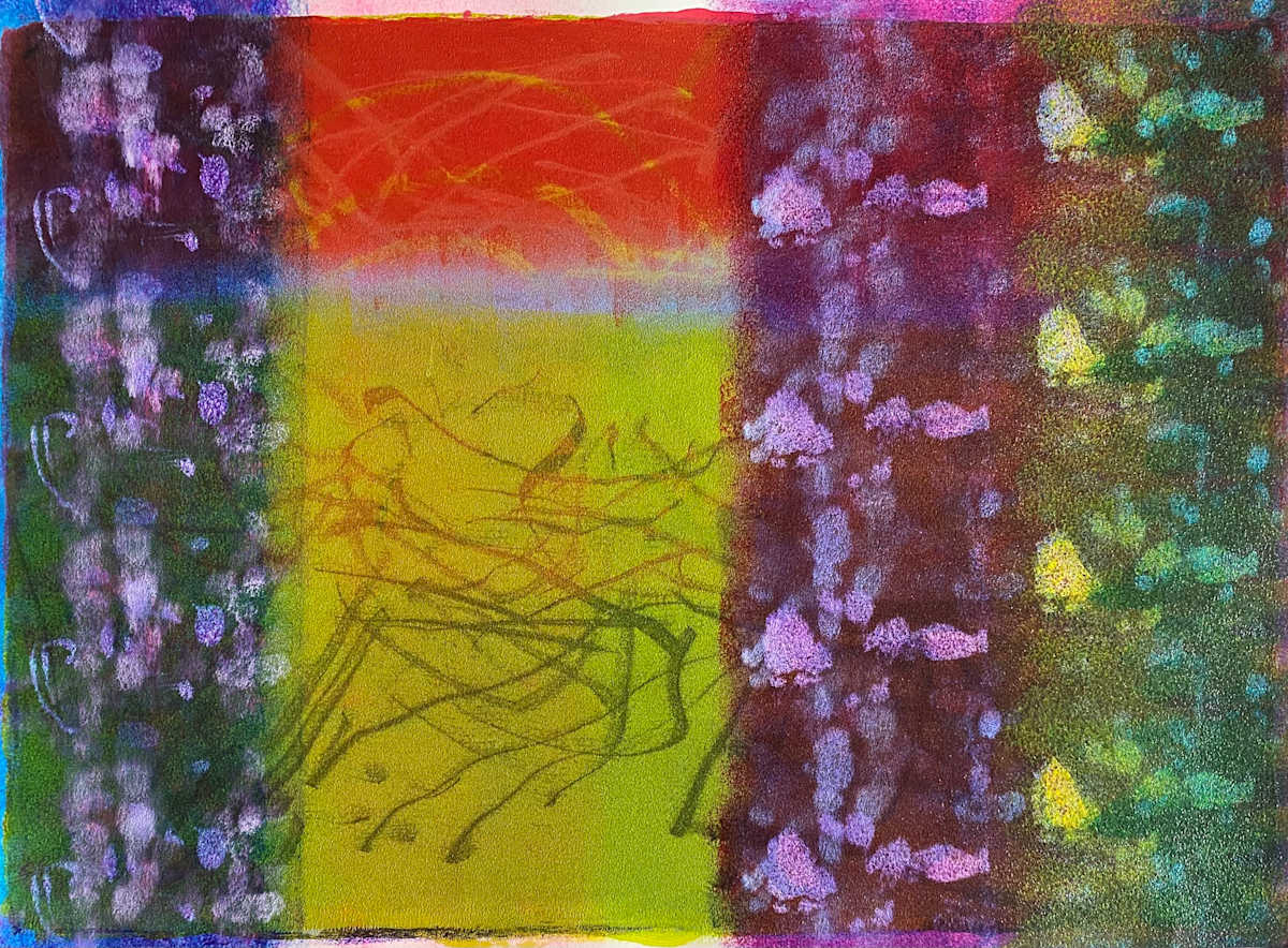 My Convivial Discharge by Dean Brown  Image: 2025, 18x24, acrylic on paper