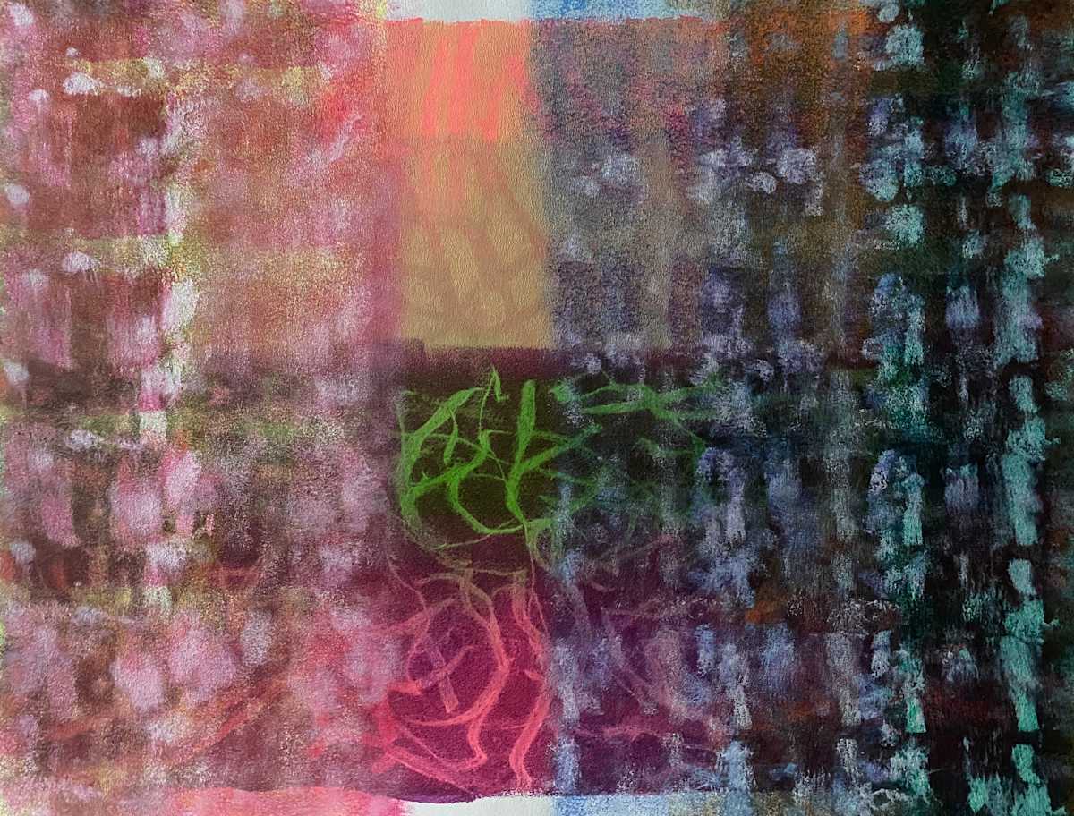 My Saturnine Exaltation by Dean Brown  Image: 2025, 20x26, acrylic on paper