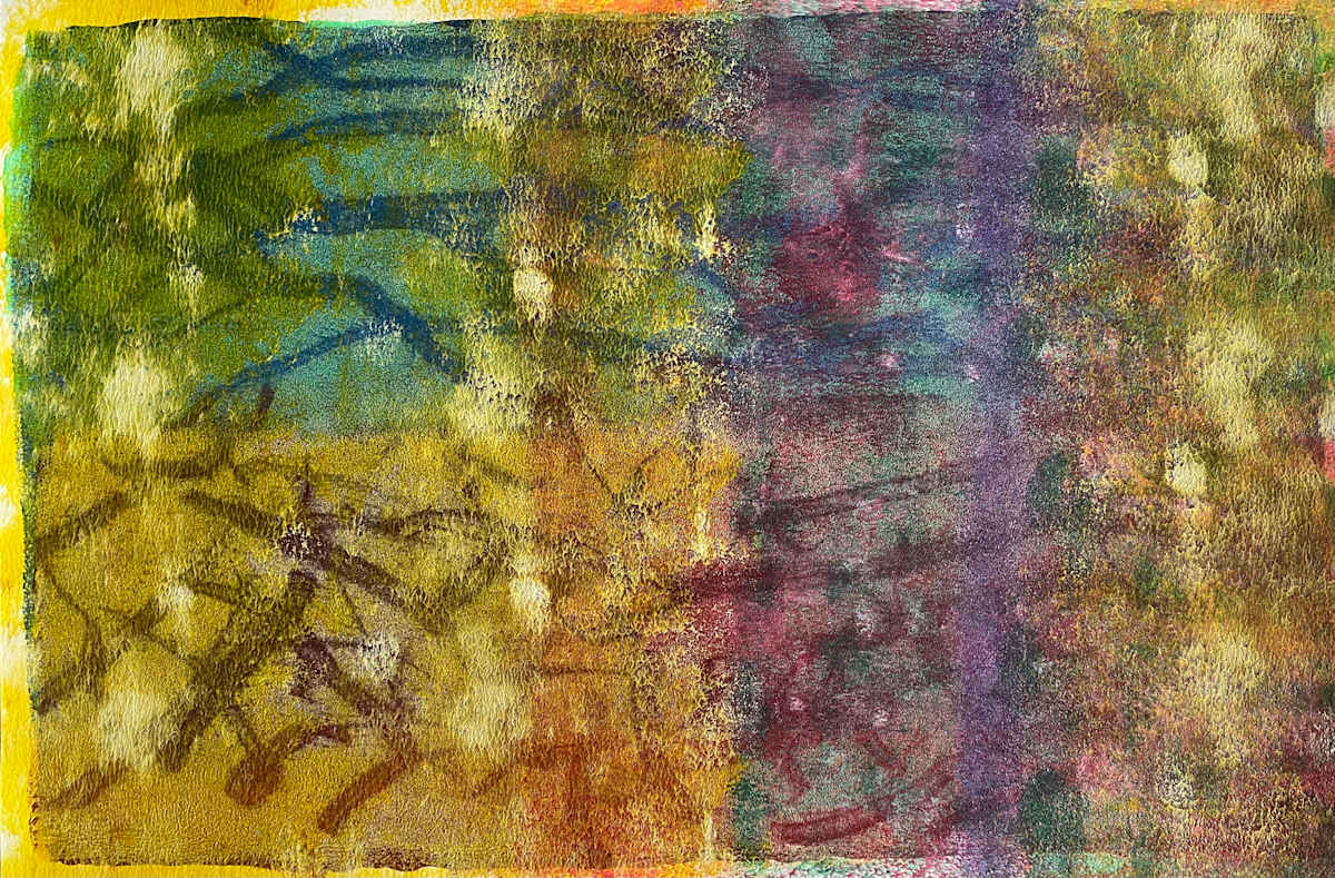My Scattershot Lullaby by Dean Brown  Image: 2025, 12x18, acrylic on paper