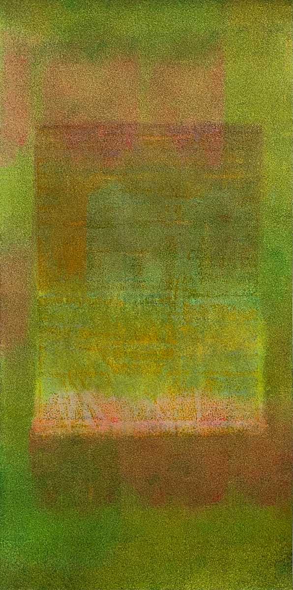 Notes Written in Static by Dean Brown  Image: 2025, 24x12, acrylic on paper
