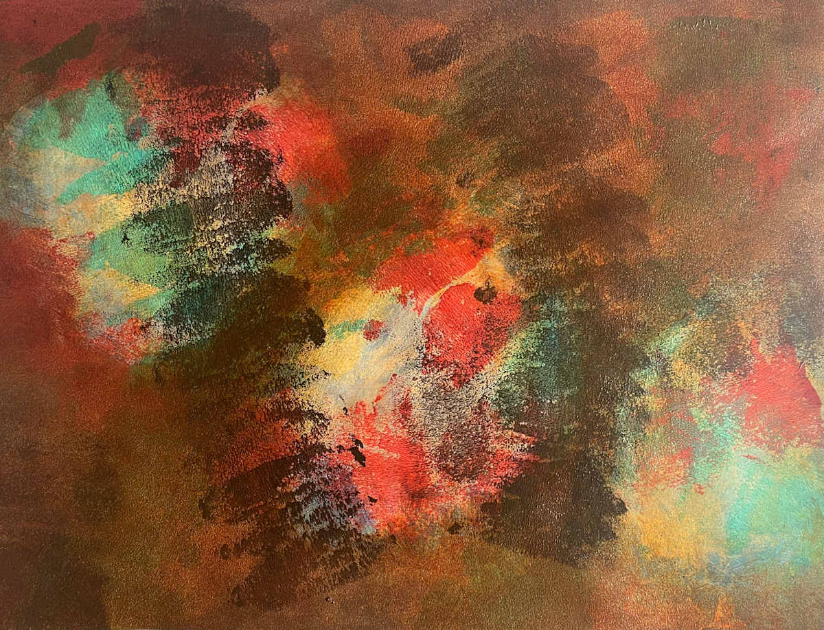 Primeval Snuggle by Dean Brown  Image: 2025, 20x26, acrylic on paper