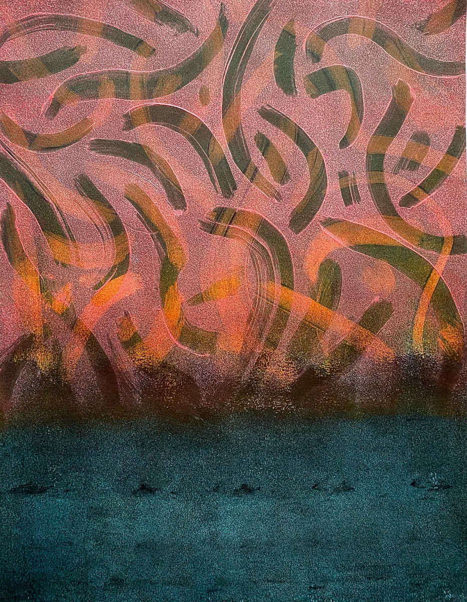 Voyage On Firkin by Dean Brown  Image: 2025, 26x20, acrylic on paper