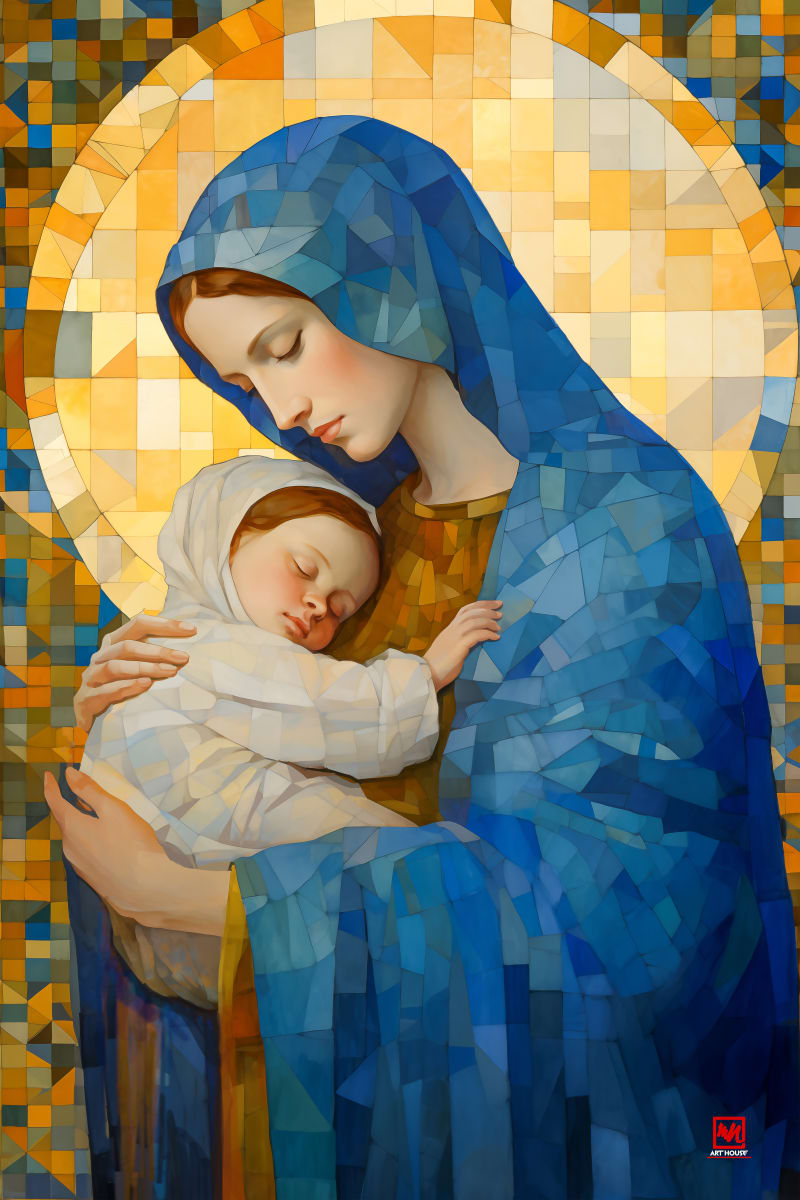 Mama Mary Holding Jesus Christ 03 by Mai Van Nhon 