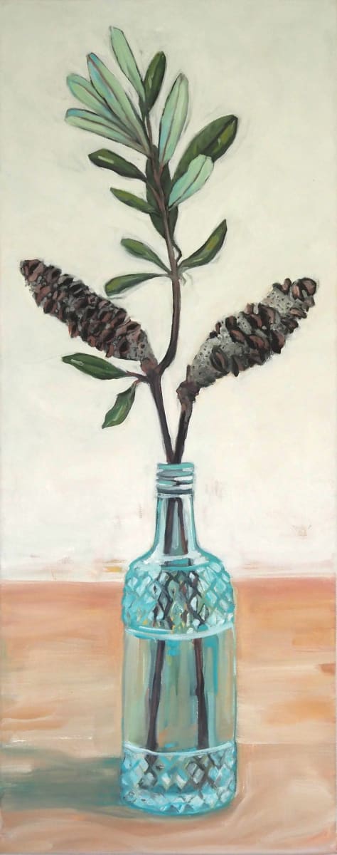 Banksia and bottle by Hilary Seselja 