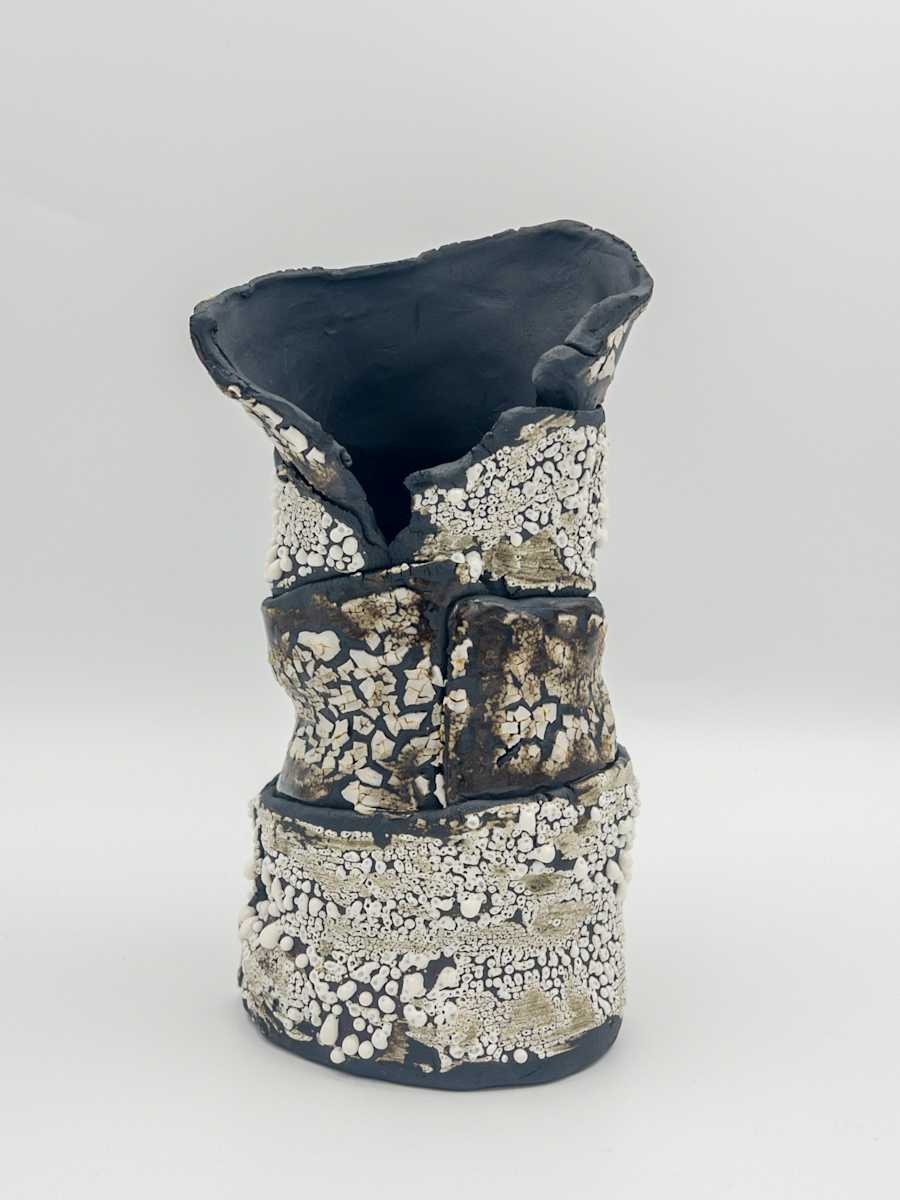 Black VaseWith White Beading Glaze- 107 by Chris Heck 