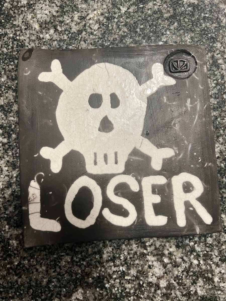 Raku Loser Tile - 77 by Chris Heck 