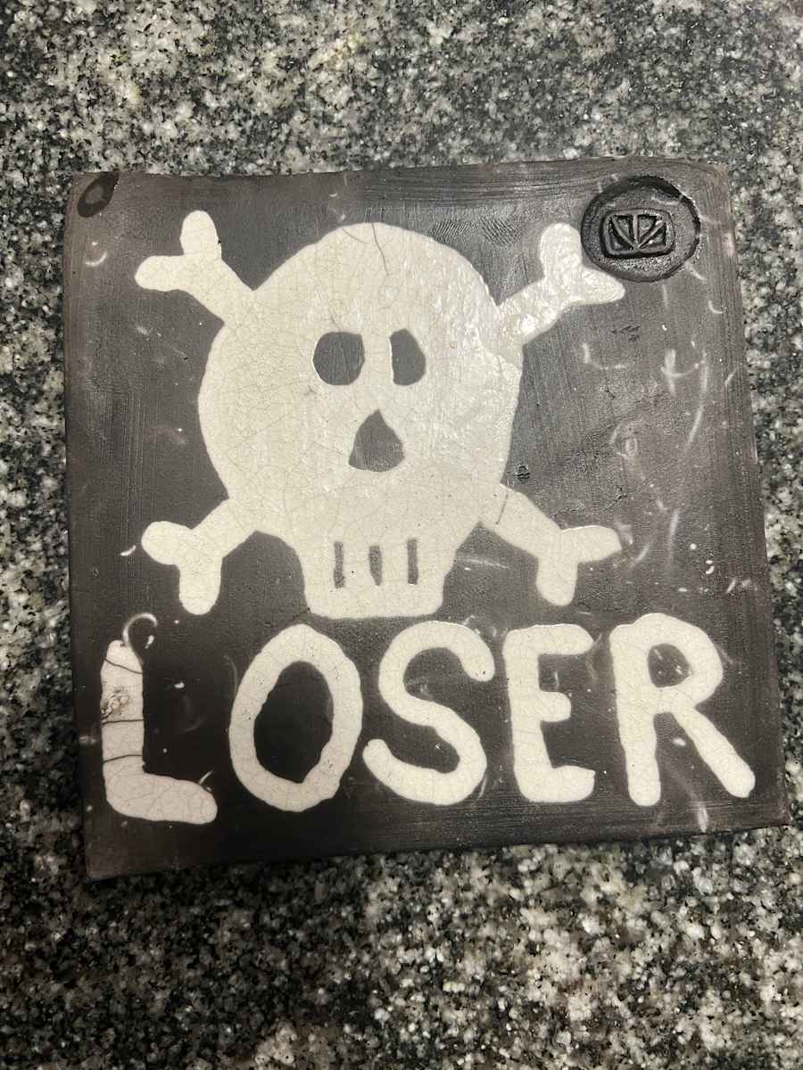 Raku Loser Tile - 77 by Chris Heck, Image 1.