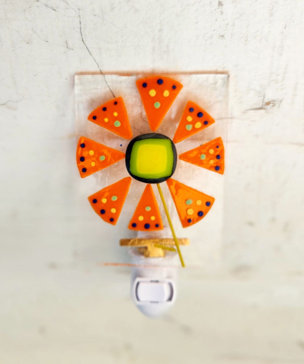 Retro Center/ Orange Mandala Flower Nightlight by Ashley Akerlund 