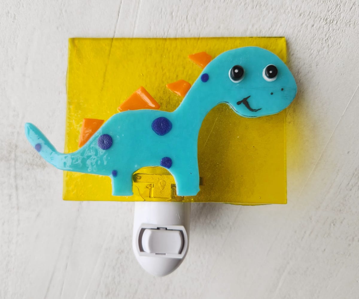 Blue Happy Stega/ Yellow Transparent BG Nightlight by Ashley Akerlund 