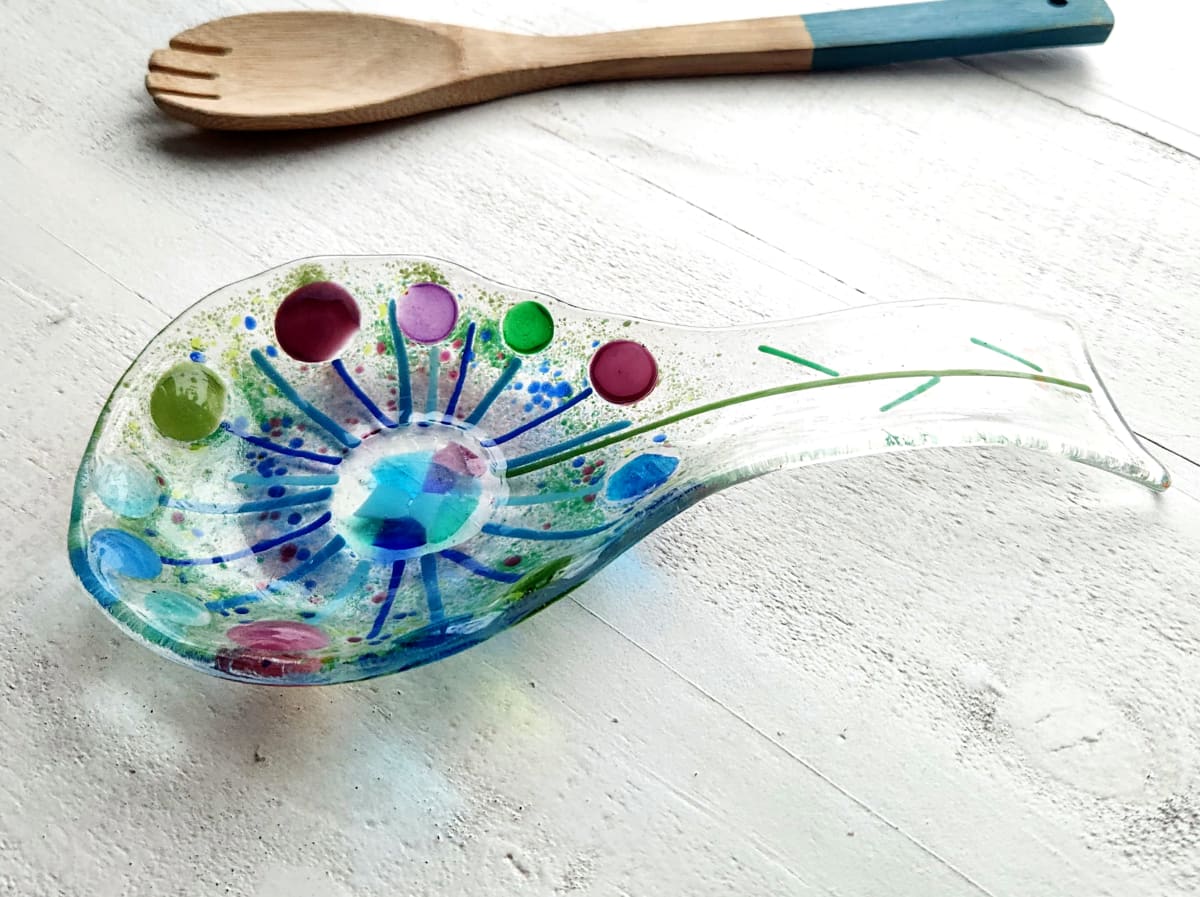 Blue Retro Starburst Spoonrest by Ashley Akerlund, Image 4.