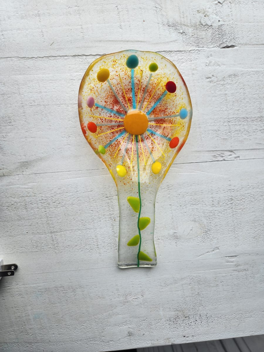 Yellow Sunburst Spoon Rest by Ashley Akerlund 