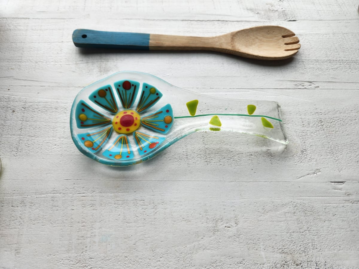 Blue Flower Mandala Spoonrest by Ashley Akerlund 