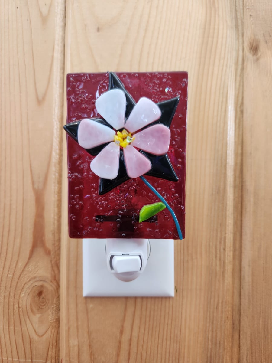 White/ Blue Columbine Nightlight/ Maroon BG by Ashley Akerlund  Image: Maroon BG