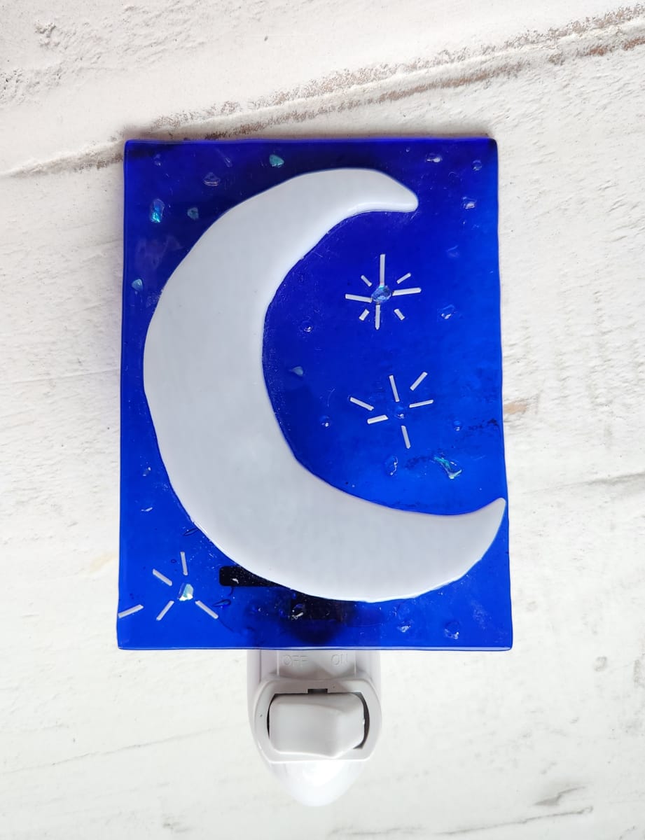 White Moon/ Navy Blue BG Nightlight by Ashley Akerlund 