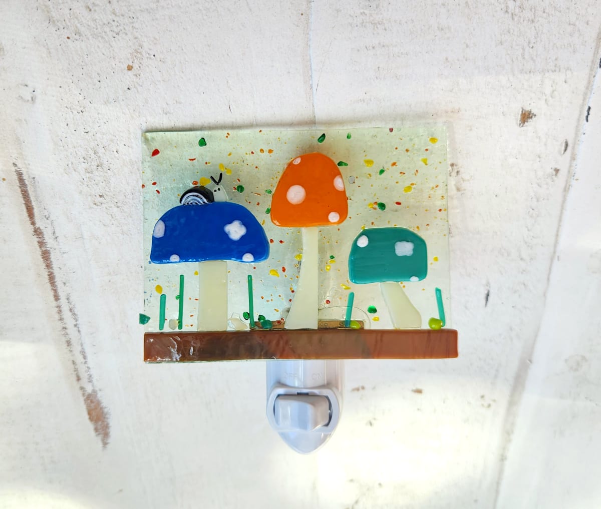 Three Mushrooms/ Black Snail Nightlight by Ashley Akerlund 