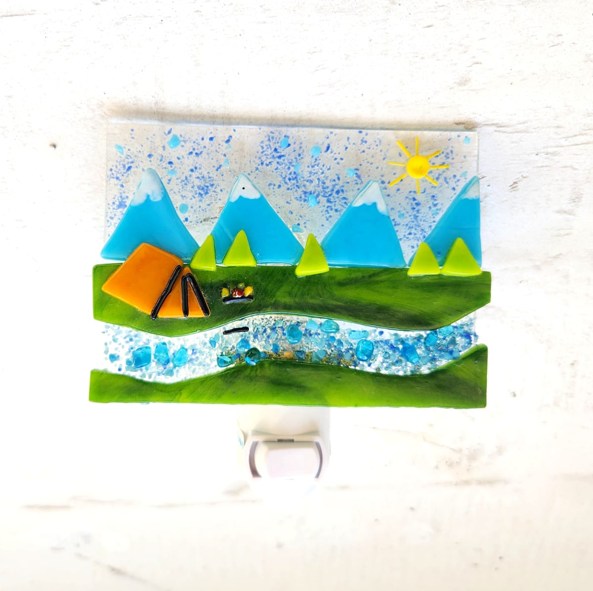 Light Blue Mts/River/ Yellow Tent NL by Ashley Akerlund 