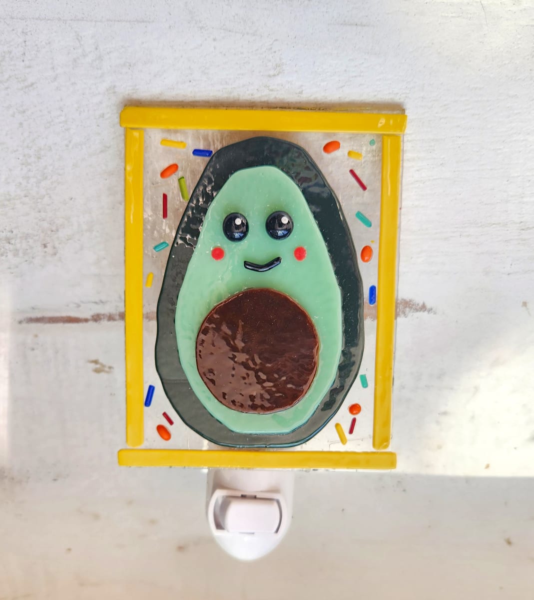 Yellow Bordered Avocado Nightlight by Ashley Akerlund 