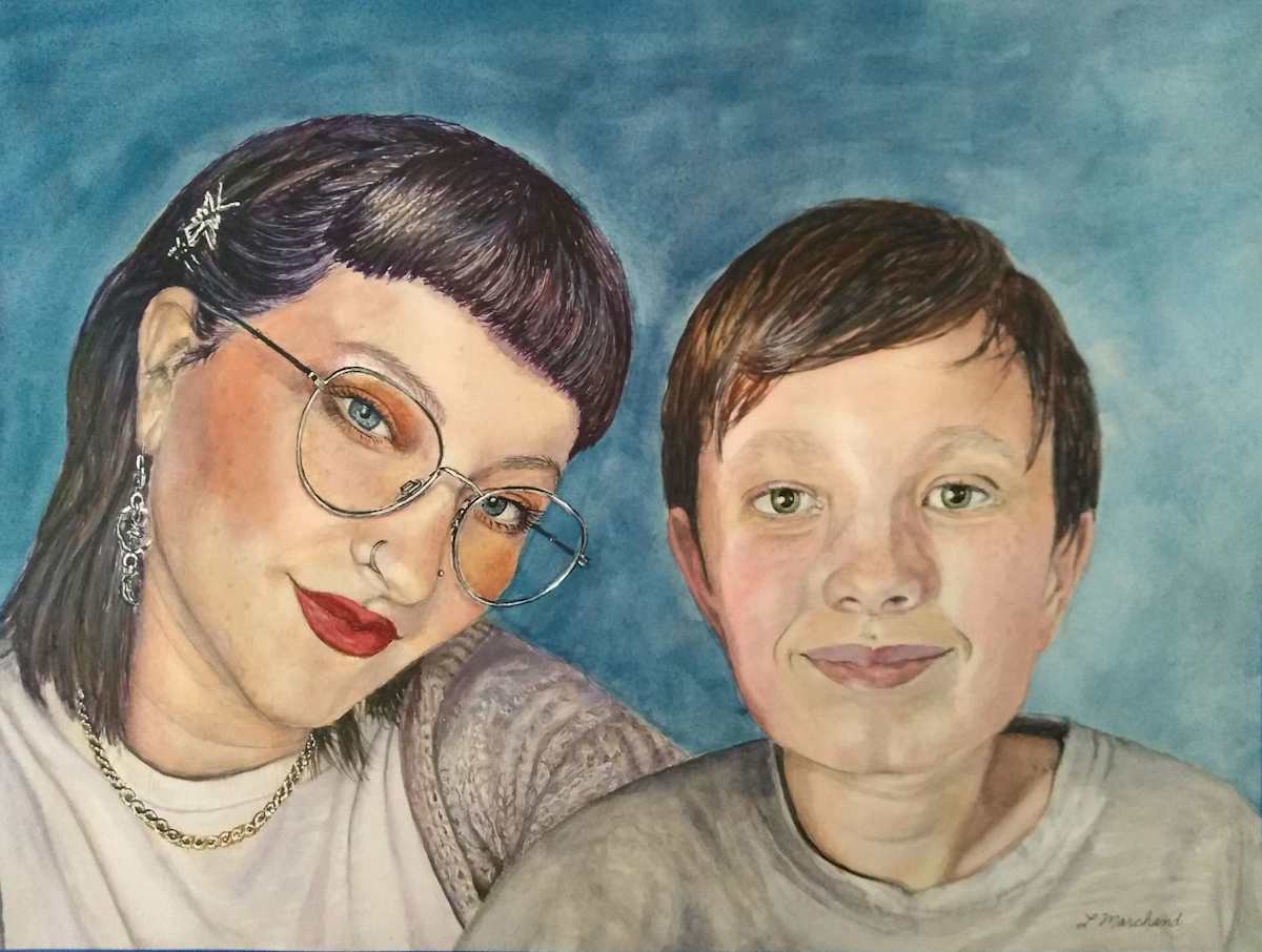 Woman & Boy/ Commission by Leanne Marchand 