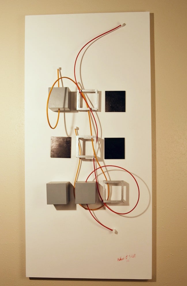 Hooks&Ladders by Robert Hill  Image: Acrylic Painting on Hardboard with 3-dimension sculpture/objects