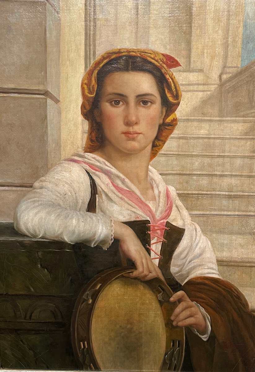 Ragazza con tamburello by Ernesto Fontana (1837-1918), Image 1.