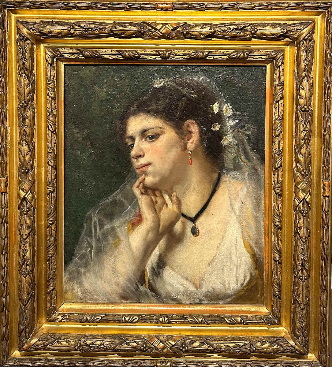 Donna con velo e fiori by Adolfo Feragutti Visconti (1850-1924), Image 1.