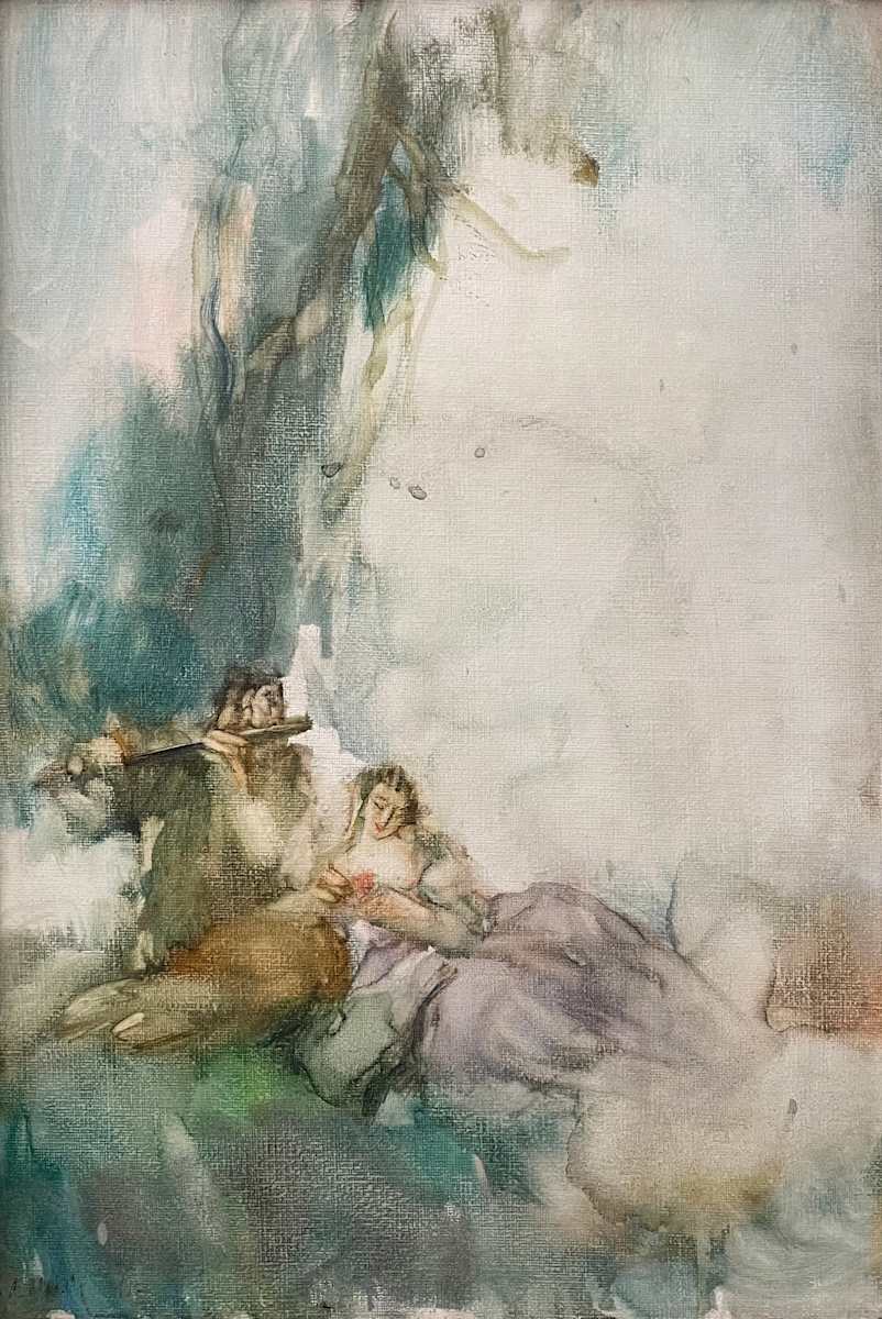 Donna sdraiata con flautista by Ambrogio Antonio Alciati (1878-1929), Image 1.