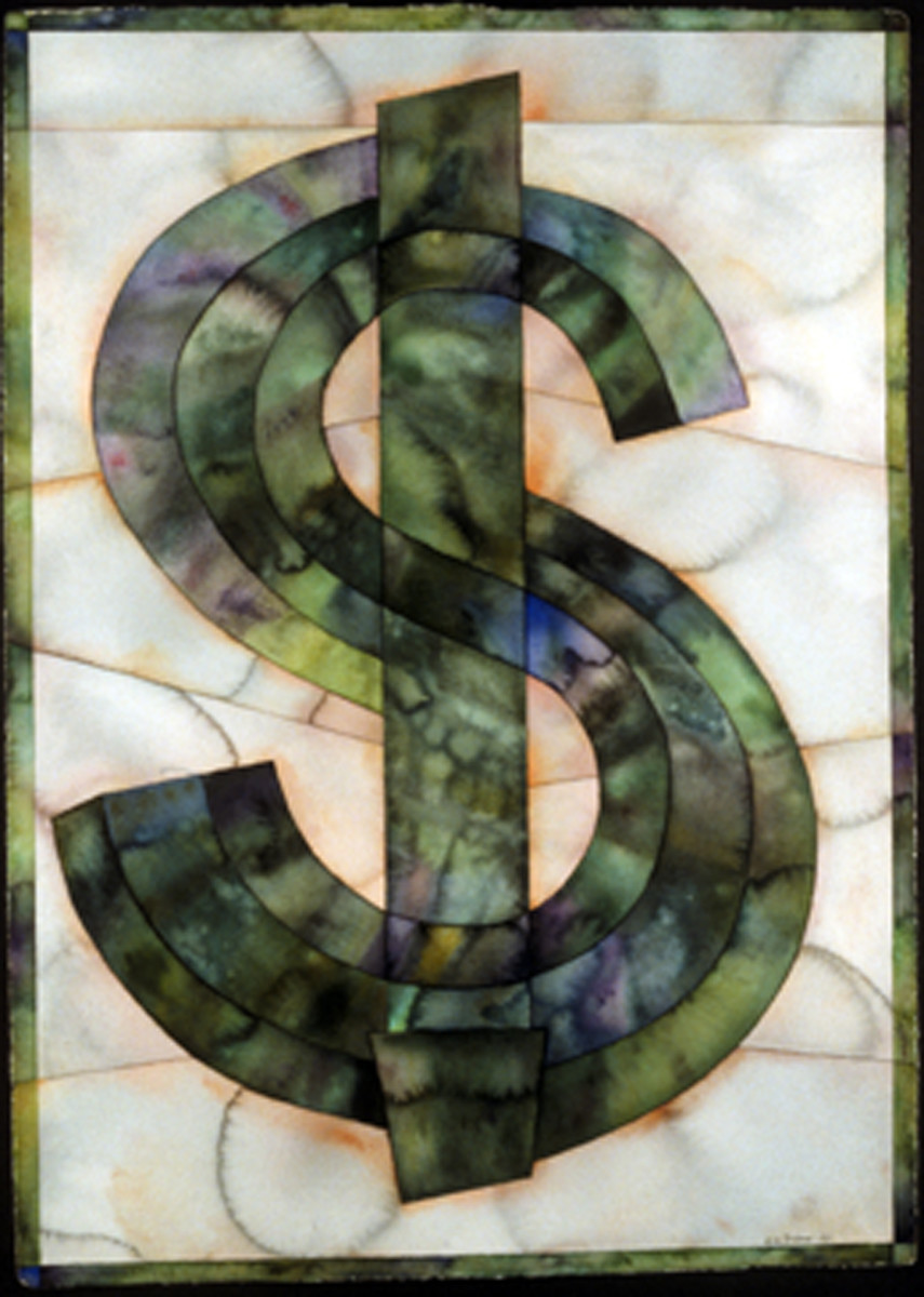 BIG GREEN DOLLAR by alice brickner  Image: I meant this to be a synthesis of business and art.