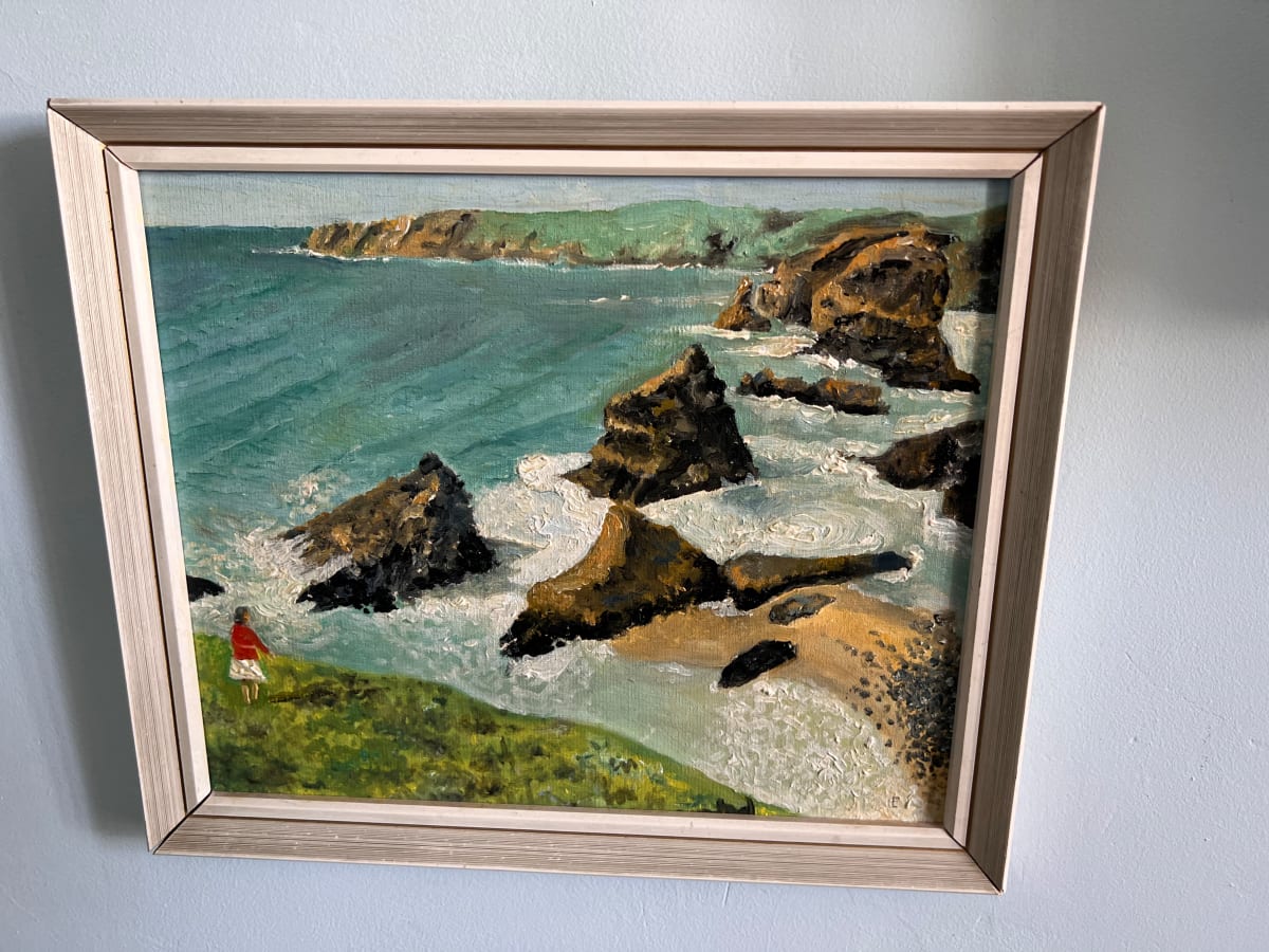 'Girl in red top overlooking headland' by Not Known, Image 1.