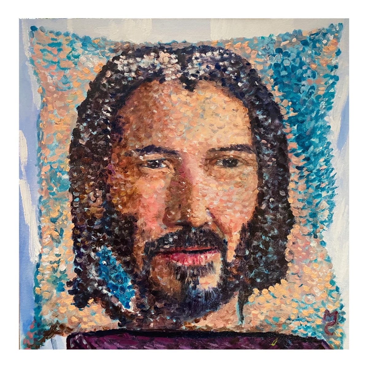 Day 5 Keanu Reeves Sparkle pillow by May Charters Artwork Archive