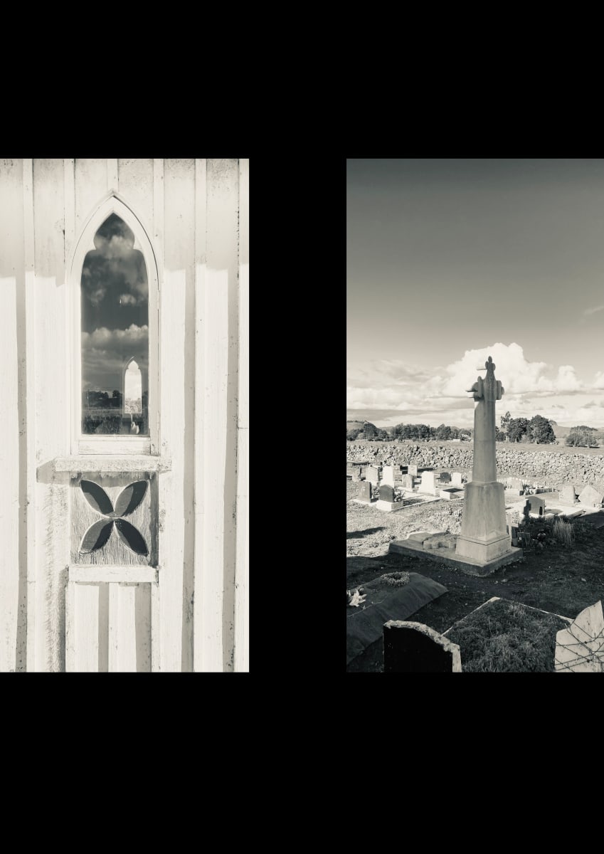 Memorial commemorating the Queen's soldiers and sailors killed in the battle, St Michael's urupā, Ōhaeawai, 30 April 2021 by Dr  Rangihiroa Panoho  Image: In 1872 local rangatira Heta Te Hara is reputed to have agreed to the remains of the British that fell at this site being reinterred here in this urupā at Ōhaeawai. The camera angle purposely positions the memorial in relation to what the battle was really fought over: that is settler access to the rich volcanic lands of the central Bay of Islands encapsulated in the Maunga back left of the image. The tone of this memorial is very different to Despard’s memorial in Hobart and the painting Reimagining the New Zealand Land Wars (1) examines this disparity.