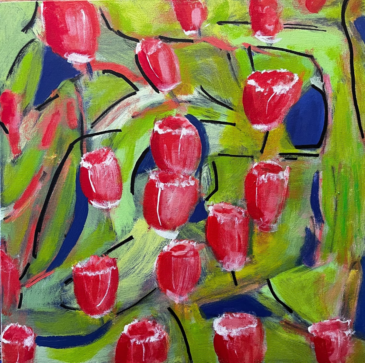 Floral Splendour I by S. Gordon Harwood  Image: Floral Splendour I - Acrylic on canvas -16x16
