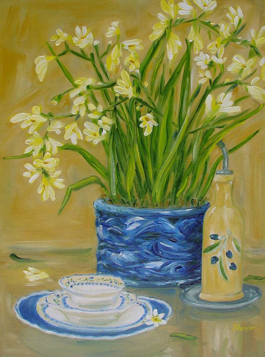 Freesias And Porcelain by Jeannina Blanco, Image 1.