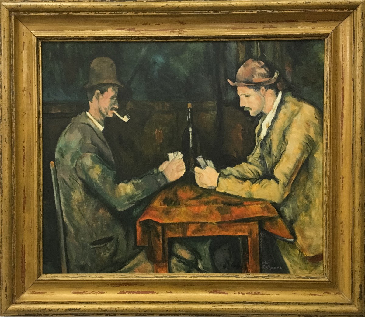 The card players (Les joueurs de cartes) after Paul Cézanne by Jeannina Blanco 