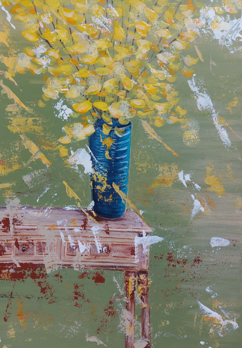 Blue Vase : Vase series 1 by Karen Osborne  Image: An ongoing semi abstract, expressionist series in which I explore the ephemeral nature of the everyday and the beauty that's found in a simple vase of flowers