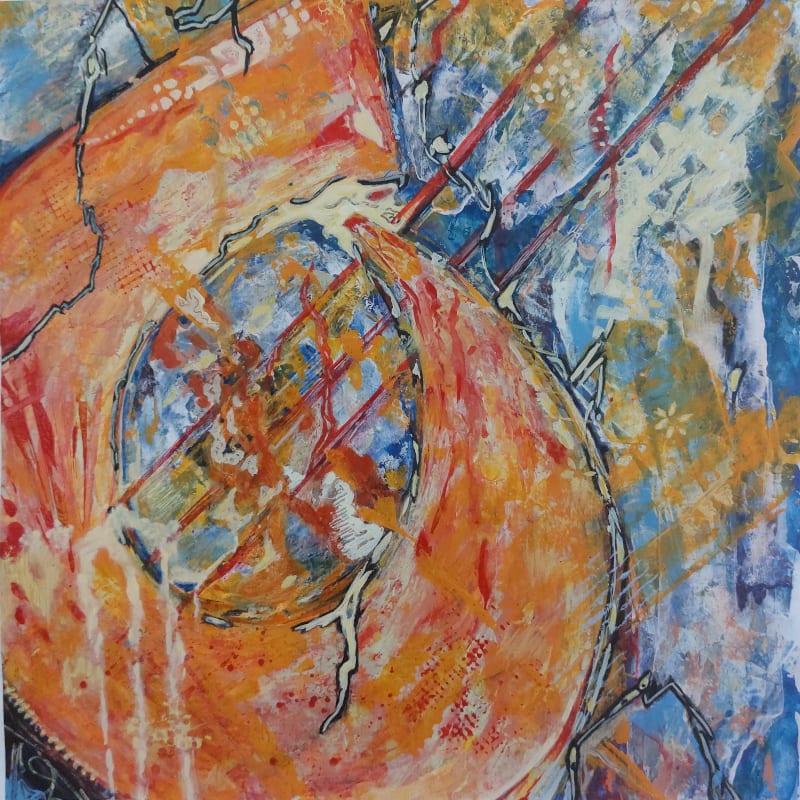 The Golden Anchor by KJOsborne Artist  Image: Anchored is part of my Connections series. Abstracted visions of the world, subvert the way that we see and intriguing colours and mark make make us stop and consider. 