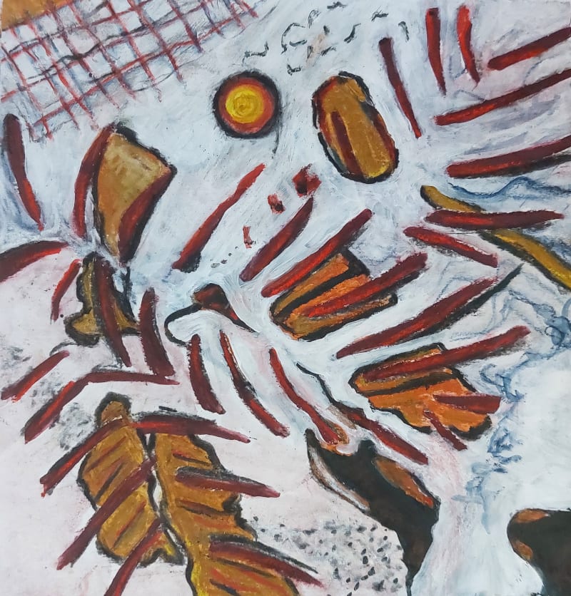 Mini merge 3 by KJOsborne Artist  Image: Abstract acrylic on paper, inspired by the beauty of the hidden patterns that repeat through nature and the world