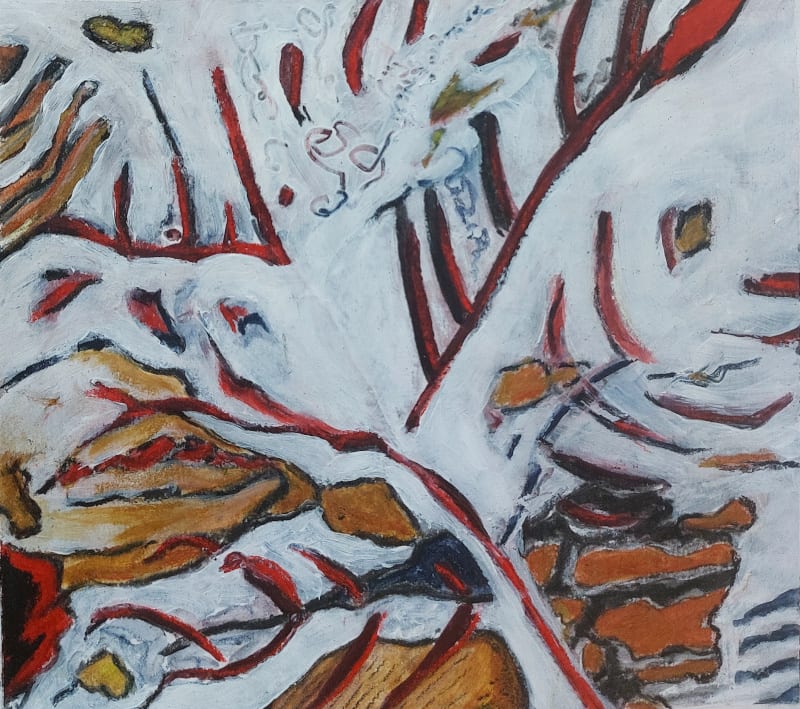 Mini merge 1 by KJOsborne Artist  Image: Abstract acrylic on paper, inspired by the beauty of the hidden patterns that repeat through nature and the world