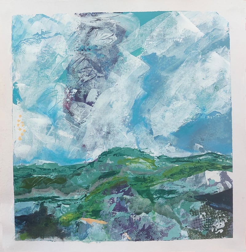 Flowscape 5 by Karen Osborne  Image: One of a series of mini landscapes for my Flow collection. Mixed media and acrylic on paper
