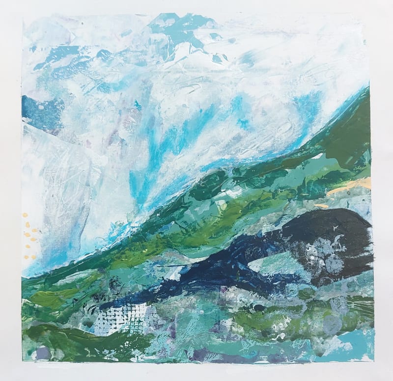 Flowscape 4 by Karen Osborne  Image: One of a series of mini landscapes for my Flow collection. Mixed media and acrylic on paper. 