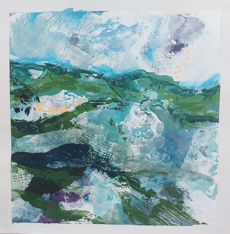 Flowscape 3 by Karen Osborne  Image: One of a series of mini landscapes for my Flow collection. Mixed media and acrylic on paper.