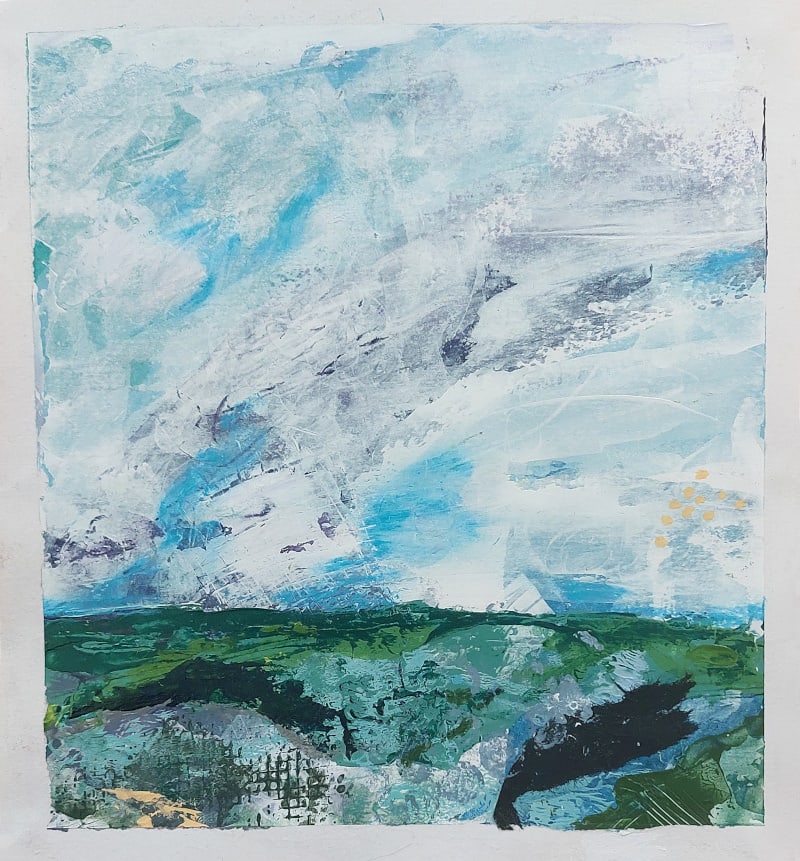 Flowscape 2 by Karen Osborne  Image: One of a series of mini landscapes for my Flow collection. Mixed media and acrylic on paper. 